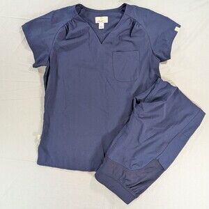 Women's KOI Joggers Scrub Set Size Small Petite Pants Navy Blue